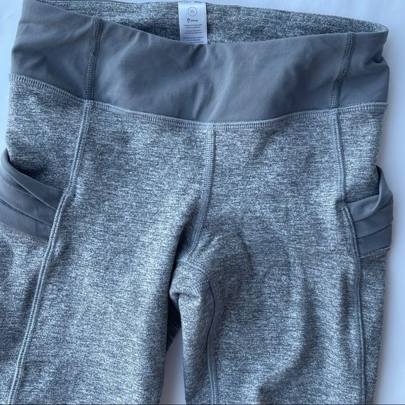 Ivivva by Lululemon Athletic Leggings Grey with side pockets Girls Size 10 - Picture 8 of 15